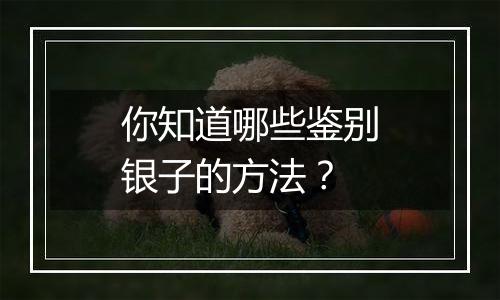 你知道哪些鉴别银子的方法？