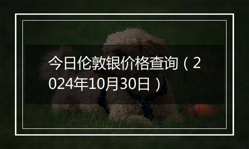 今日伦敦银价格查询（2024年10月30日）