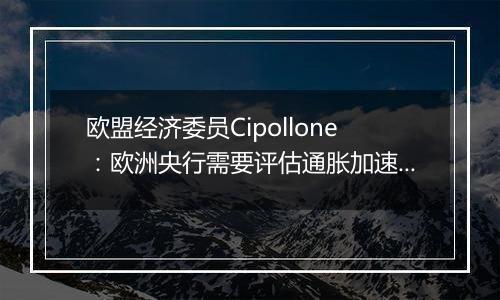 欧盟经济委员Cipollone：欧洲央行需要评估通胀加速回落的态势