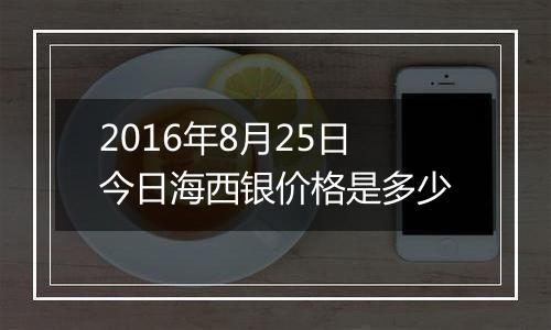 2016年8月25日今日海西银价格是多少