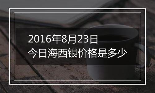 2016年8月23日今日海西银价格是多少