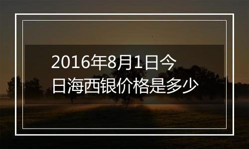 2016年8月1日今日海西银价格是多少