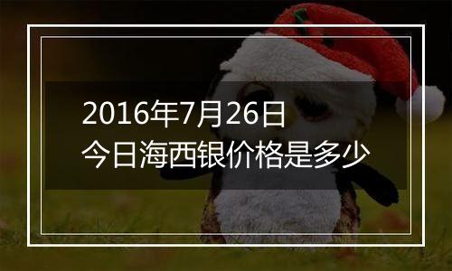 2016年7月26日今日海西银价格是多少