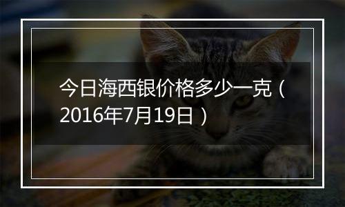 今日海西银价格多少一克（2016年7月19日）