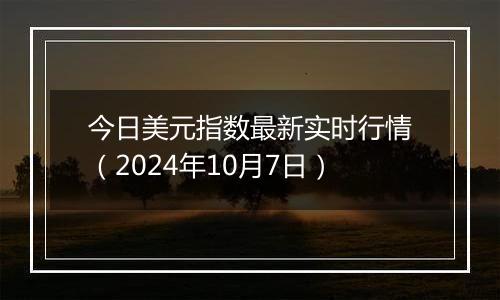 今日美元指数最新实时行情（2024年10月7日）