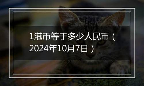 1港币等于多少人民币（2024年10月7日）