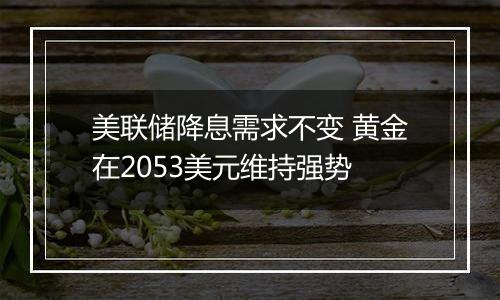 美联储降息需求不变 黄金在2053美元维持强势