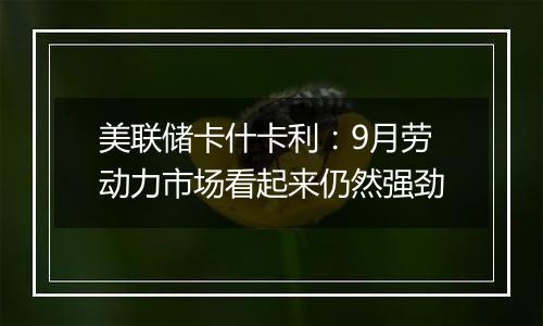 美联储卡什卡利：9月劳动力市场看起来仍然强劲