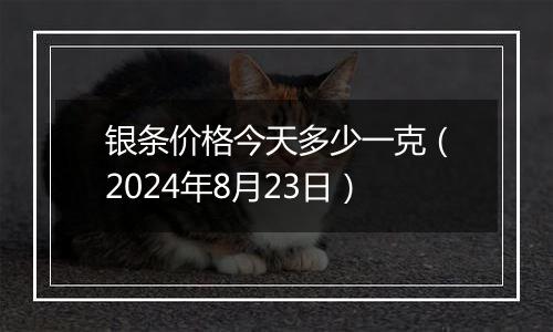 银条价格今天多少一克（2024年8月23日）