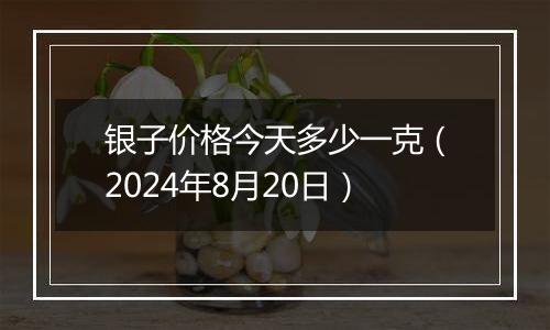 银子价格今天多少一克（2024年8月20日）