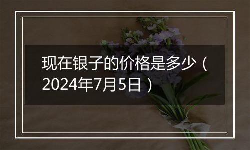 现在银子的价格是多少（2024年7月5日）