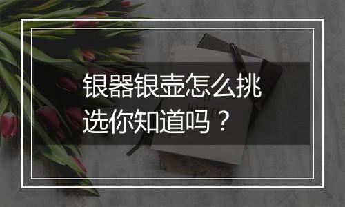 银器银壶怎么挑选你知道吗？