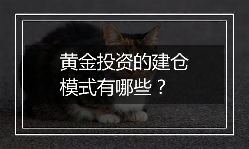 黄金投资的建仓模式有哪些？