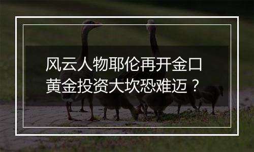 风云人物耶伦再开金口 黄金投资大坎恐难迈？