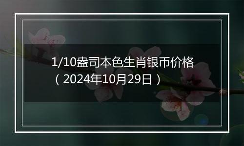 1/10盎司本色生肖银币价格（2024年10月29日）