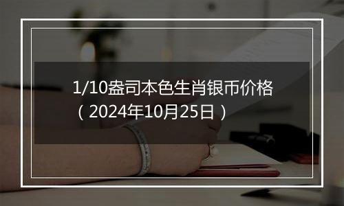 1/10盎司本色生肖银币价格（2024年10月25日）