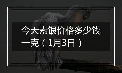 今天素银价格多少钱一克（1月3日）