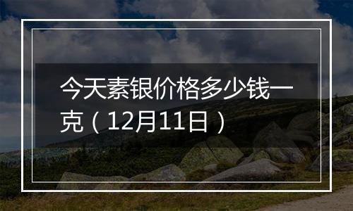 今天素银价格多少钱一克（12月11日）