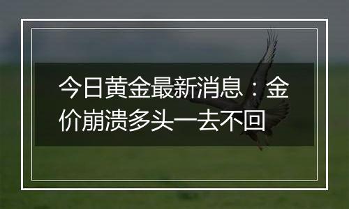 今日黄金最新消息：金价崩溃多头一去不回