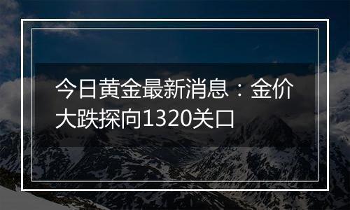 今日黄金最新消息：金价大跌探向1320关口