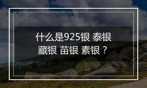 什么是925银 泰银 藏银 苗银 素银？