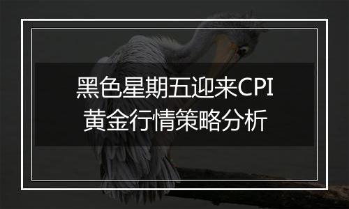 黑色星期五迎来CPI 黄金行情策略分析