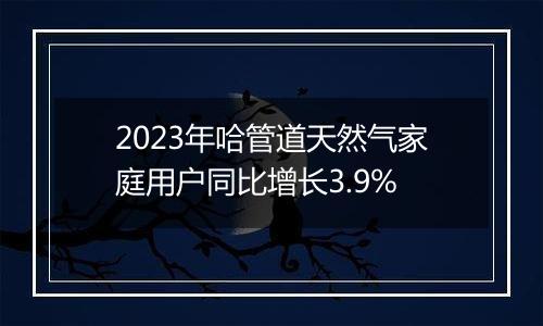 2023年哈管道天然气家庭用户同比增长3.9%