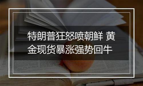 特朗普狂怒喷朝鲜 黄金现货暴涨强势回牛