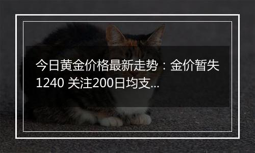 今日黄金价格最新走势：金价暂失1240 关注200日均支撑