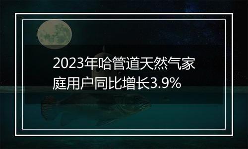 2023年哈管道天然气家庭用户同比增长3.9%