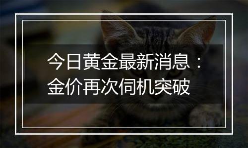 今日黄金最新消息：金价再次伺机突破