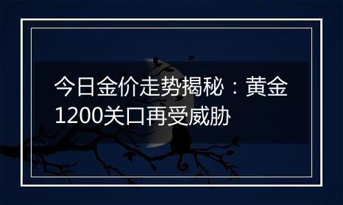 今日金价走势揭秘：黄金1200关口再受威胁