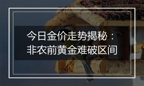 今日金价走势揭秘：非农前黄金难破区间