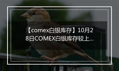 【comex白银库存】10月28日COMEX白银库存较上一日增持2.37吨