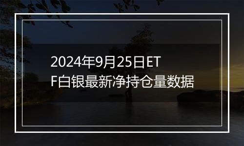 2024年9月25日ETF白银最新净持仓量数据