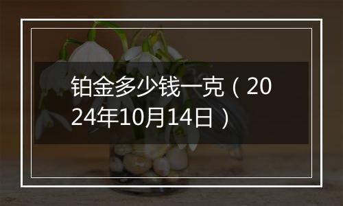 铂金多少钱一克（2024年10月14日）