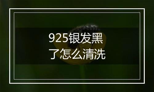 925银发黑了怎么清洗