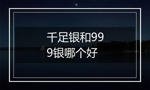 千足银和999银哪个好