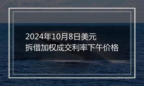 2024年10月8日美元拆借加权成交利率下午价格