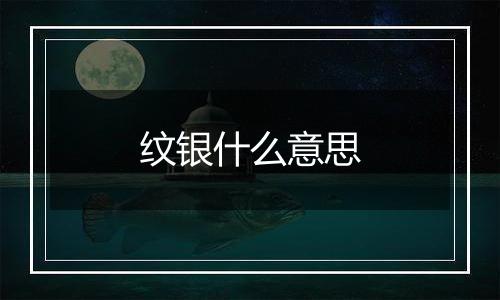 纹银什么意思