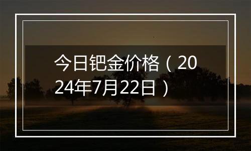 今日钯金价格（2024年7月22日）