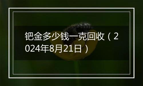 钯金多少钱一克回收（2024年8月21日）