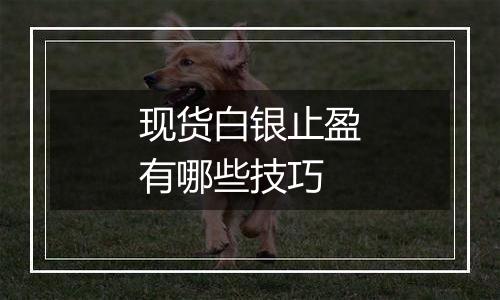 现货白银止盈有哪些技巧