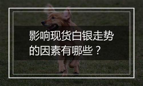 影响现货白银走势的因素有哪些？