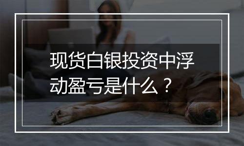 现货白银投资中浮动盈亏是什么？