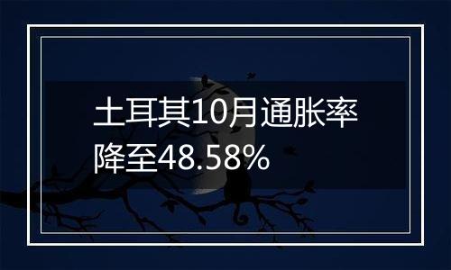 土耳其10月通胀率降至48.58%