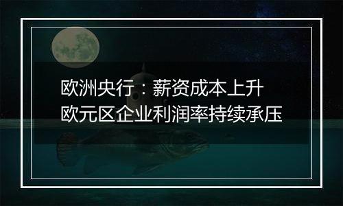 欧洲央行：薪资成本上升 欧元区企业利润率持续承压