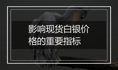 影响现货白银价格的重要指标