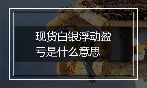 现货白银浮动盈亏是什么意思