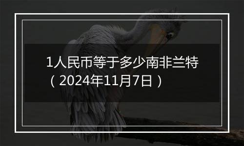 1人民币等于多少南非兰特（2024年11月7日）